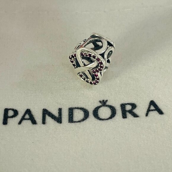 Pandora Family Infinity Red Heart Dangle Charm Pendant, S925 Sterling Silver - Picture 2 of 4